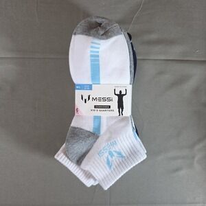 Messi Cushioned Kids Quarter Socks 6 Pack M/L Size 3-10 Ankle